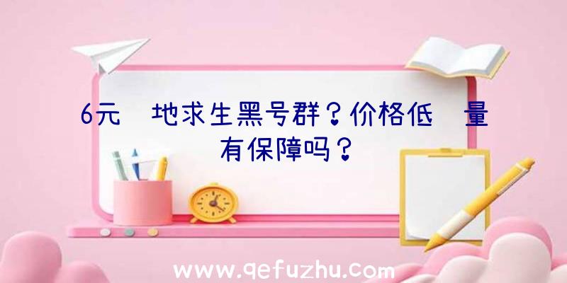 6元绝地求生黑号群？价格低质量有保障吗？