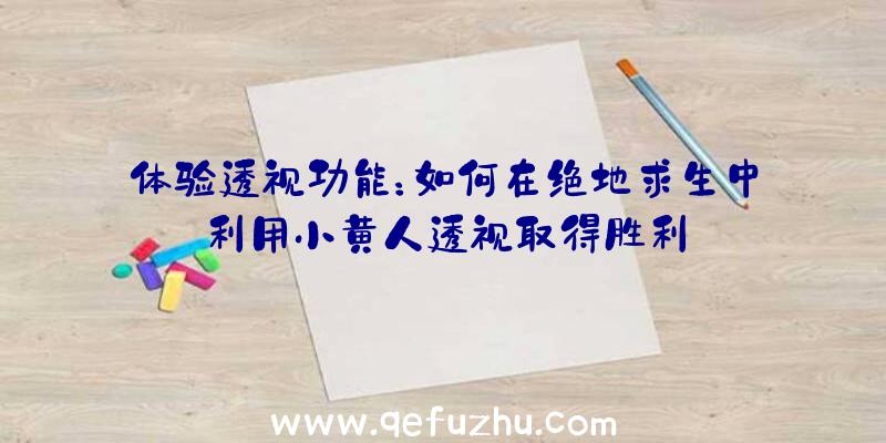 体验透视功能：如何在绝地求生中利用小黄人透视取得胜利