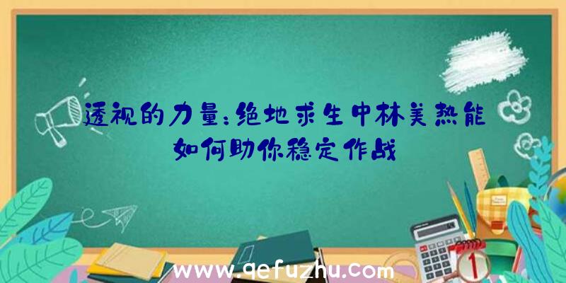 透视的力量：绝地求生中林美热能如何助你稳定作战