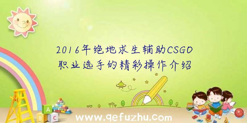 2016年绝地求生辅助CSGO职业选手的精彩操作介绍