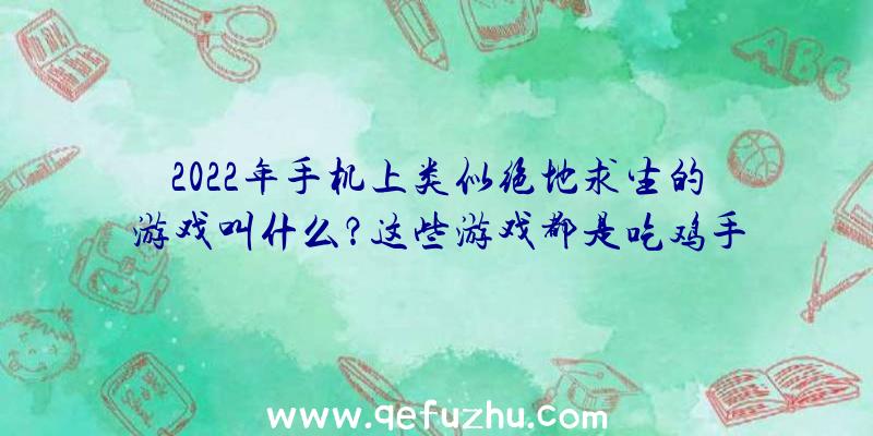 2022年手机上类似绝地求生的游戏叫什么？这些游戏都是吃鸡手