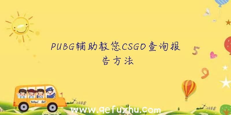 PUBG辅助教您CSGO查询报告方法