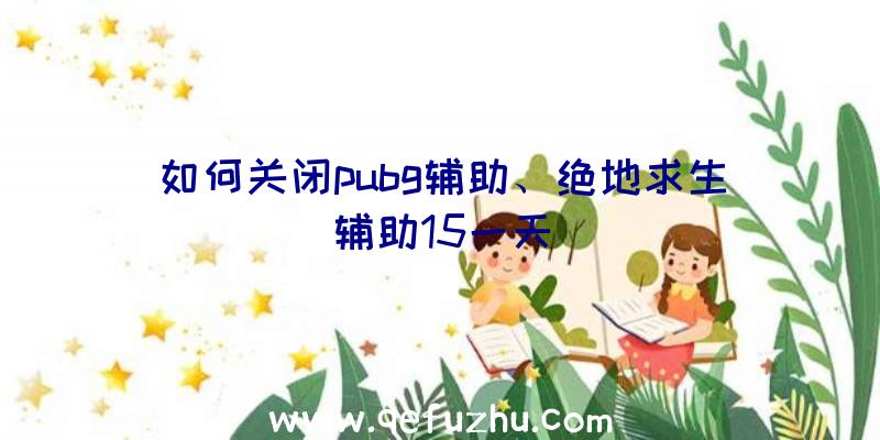 如何关闭pubg辅助、绝地求生辅助15一天