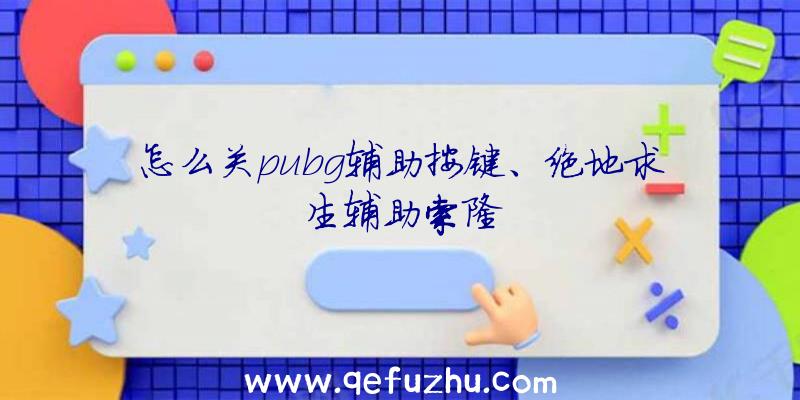 怎么关pubg辅助按键、绝地求生辅助索隆