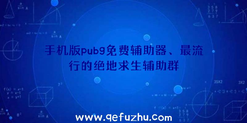 手机版pubg免费辅助器、最流行的绝地求生辅助群