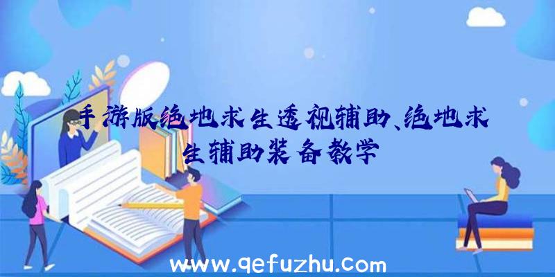 手游版绝地求生透视辅助、绝地求生辅助装备教学