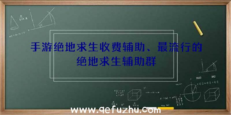 手游绝地求生收费辅助、最流行的绝地求生辅助群