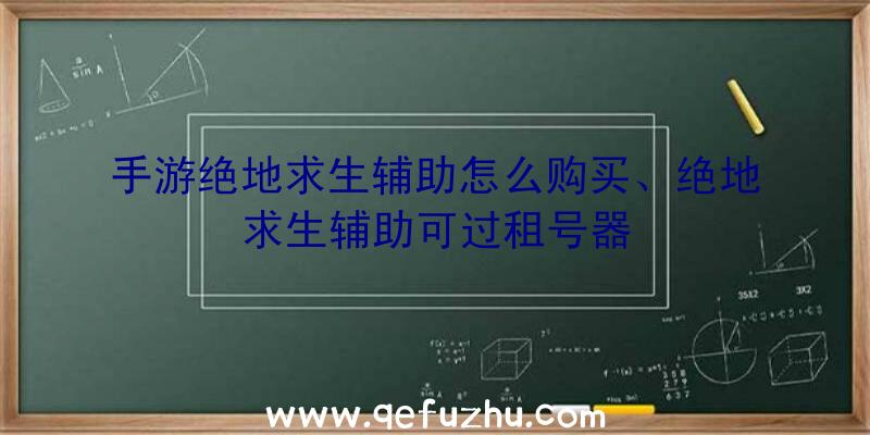 手游绝地求生辅助怎么购买、绝地求生辅助可过租号器