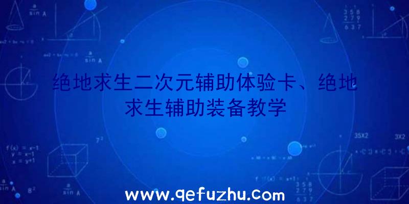 绝地求生二次元辅助体验卡、绝地求生辅助装备教学