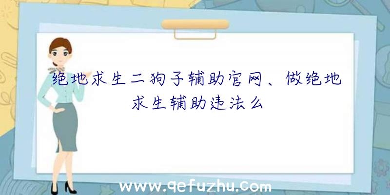 绝地求生二狗子辅助官网、做绝地求生辅助违法么