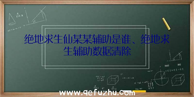 绝地求生仙某某辅助是谁、绝地求生辅助数据清除