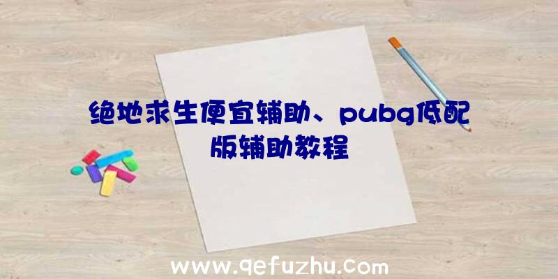 绝地求生便宜辅助、pubg低配版辅助教程