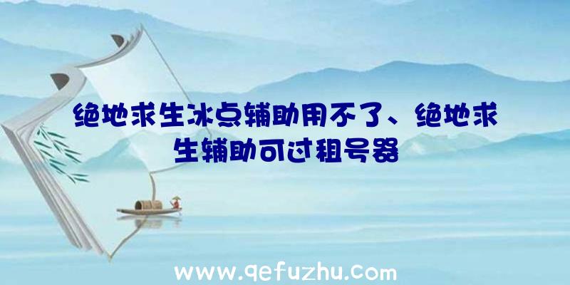 绝地求生冰点辅助用不了、绝地求生辅助可过租号器