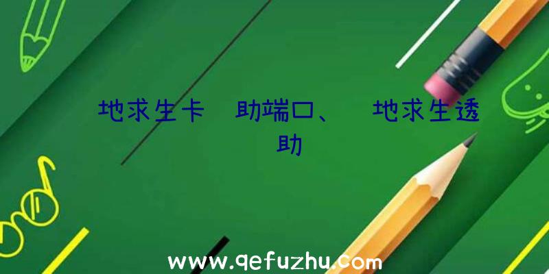 绝地求生卡辅助端口、绝地求生透辅助