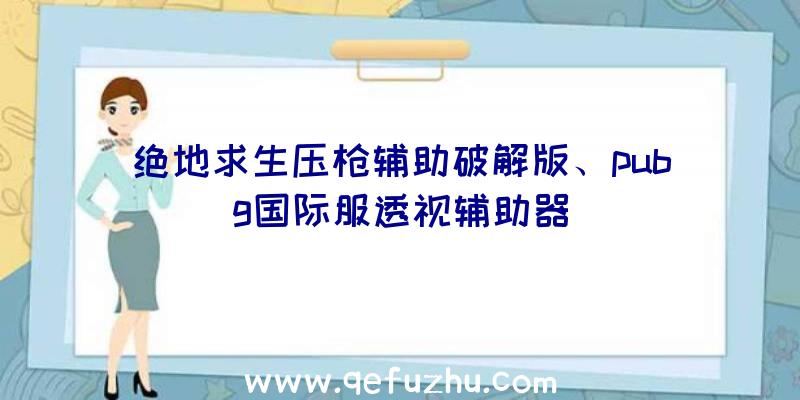 绝地求生压枪辅助破解版、pubg国际服透视辅助器