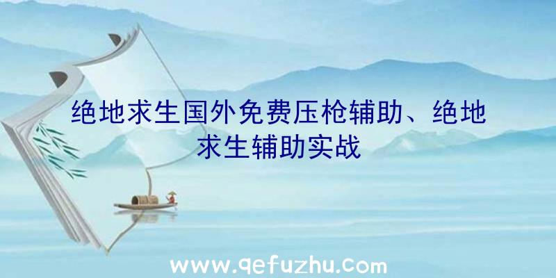 绝地求生国外免费压枪辅助、绝地求生辅助实战