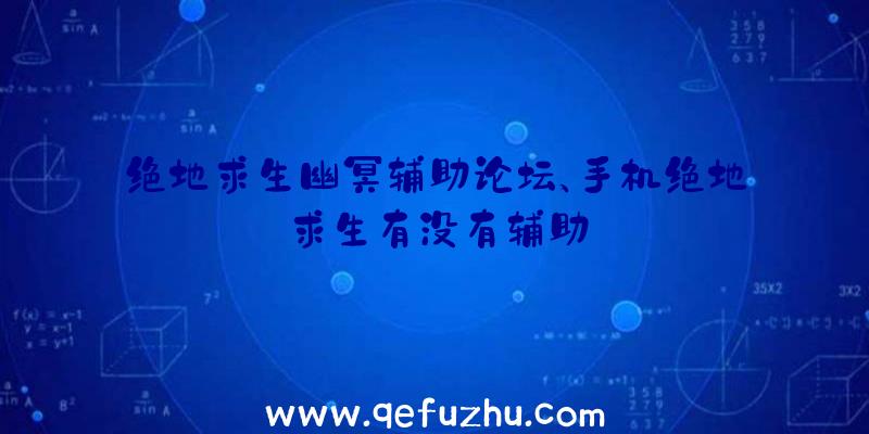 绝地求生幽冥辅助论坛、手机绝地求生有没有辅助