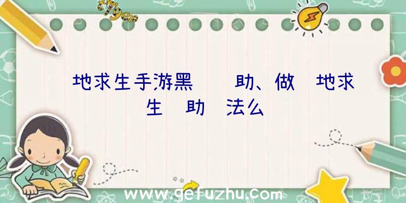 绝地求生手游黑鹰辅助、做绝地求生辅助违法么