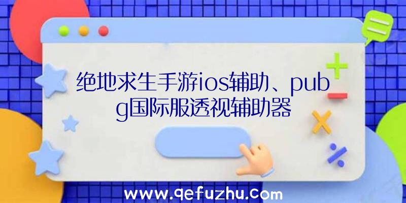 绝地求生手游ios辅助、pubg国际服透视辅助器