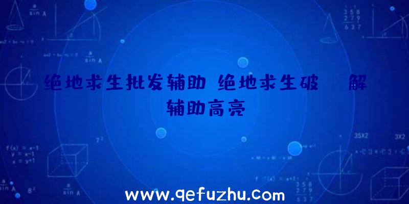 绝地求生批发辅助、绝地求生破解辅助高亮