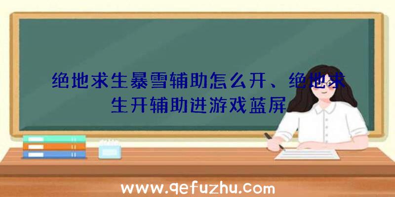 绝地求生暴雪辅助怎么开、绝地求生开辅助进游戏蓝屏