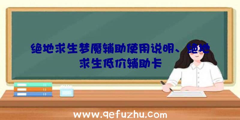 绝地求生梦魇辅助使用说明、绝地求生低价辅助卡