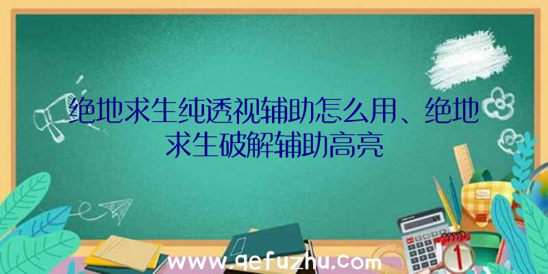 绝地求生纯透视辅助怎么用、绝地求生破解辅助高亮