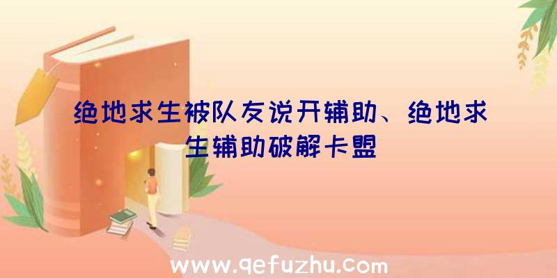 绝地求生被队友说开辅助、绝地求生辅助破解卡盟