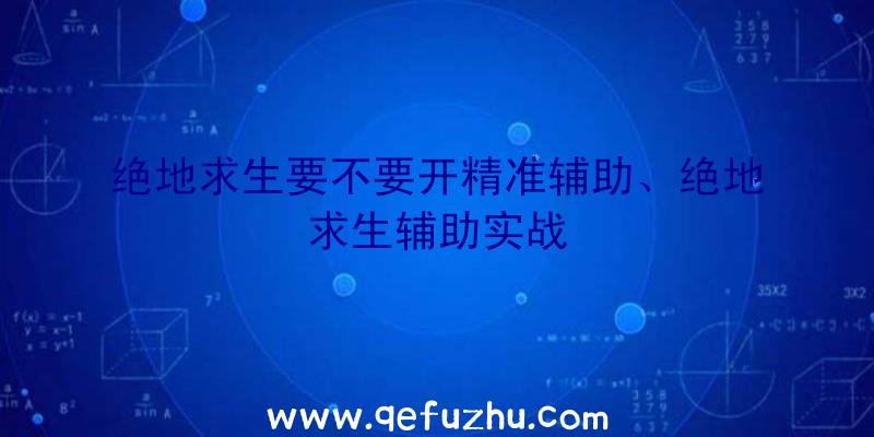 绝地求生要不要开精准辅助、绝地求生辅助实战