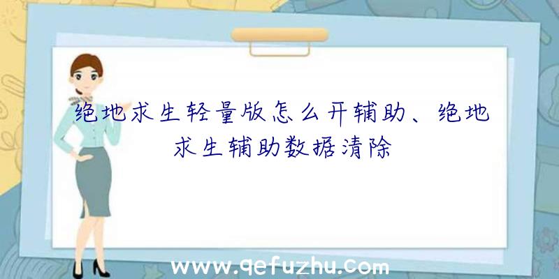 绝地求生轻量版怎么开辅助、绝地求生辅助数据清除