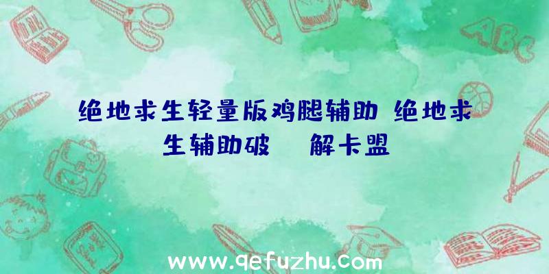 绝地求生轻量版鸡腿辅助、绝地求生辅助破解卡盟