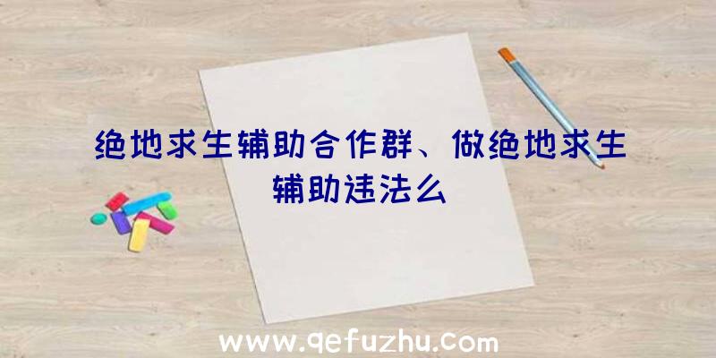 绝地求生辅助合作群、做绝地求生辅助违法么