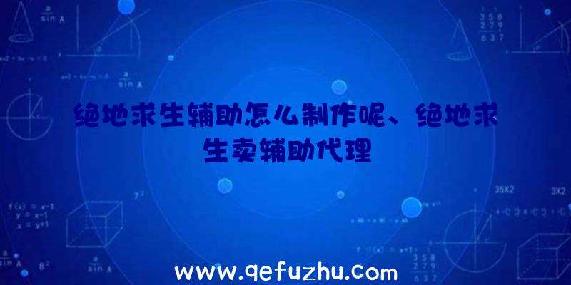 绝地求生辅助怎么制作呢、绝地求生卖辅助代理