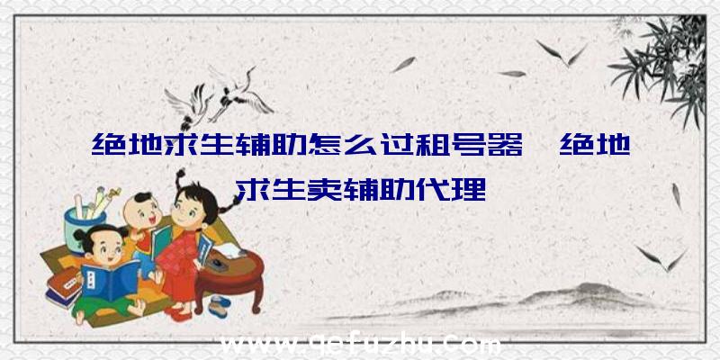 绝地求生辅助怎么过租号器、绝地求生卖辅助代理