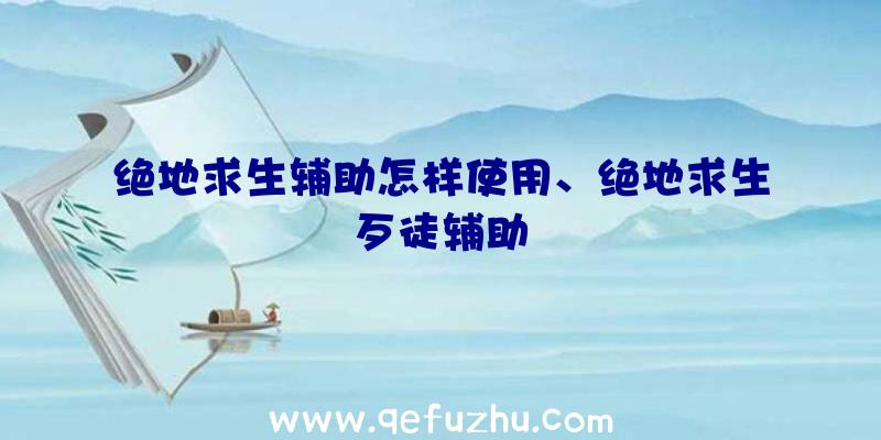 绝地求生辅助怎样使用、绝地求生歹徒辅助