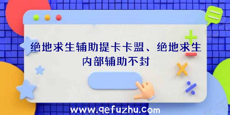 绝地求生辅助提卡卡盟、绝地求生内部辅助不封