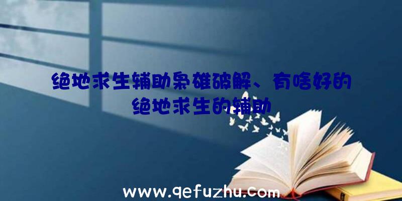 绝地求生辅助枭雄破解、有啥好的绝地求生的辅助