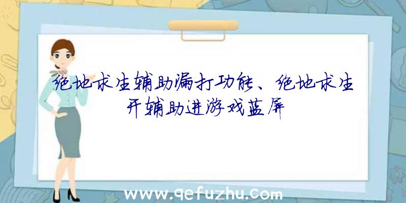 绝地求生辅助漏打功能、绝地求生开辅助进游戏蓝屏