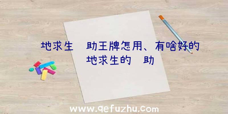 绝地求生辅助王牌怎用、有啥好的绝地求生的辅助