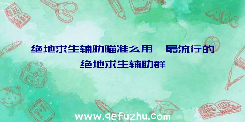 绝地求生辅助瞄准么用、最流行的绝地求生辅助群