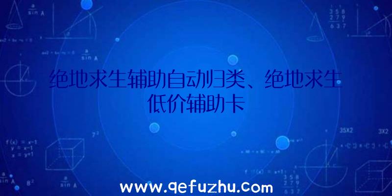 绝地求生辅助自动归类、绝地求生低价辅助卡