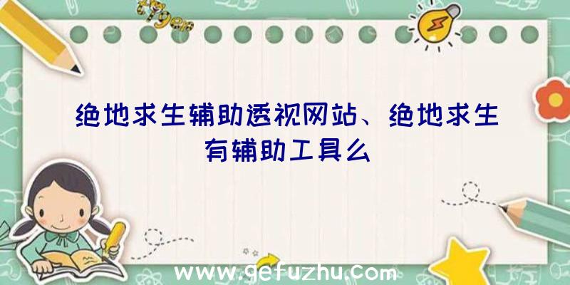 绝地求生辅助透视网站、绝地求生有辅助工具么