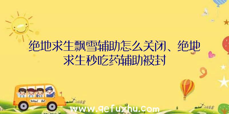 绝地求生飘雪辅助怎么关闭、绝地求生秒吃药辅助被封