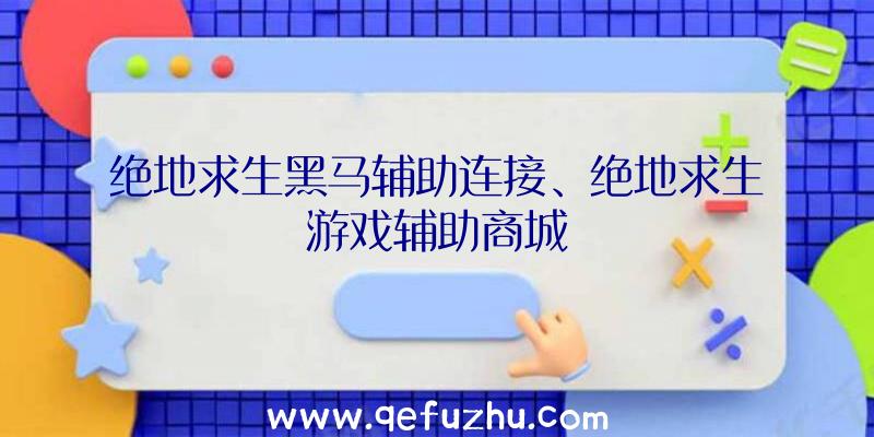 绝地求生黑马辅助连接、绝地求生游戏辅助商城