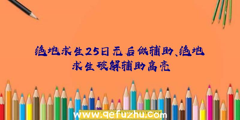 绝地求生25日无后做辅助、绝地求生破解辅助高亮