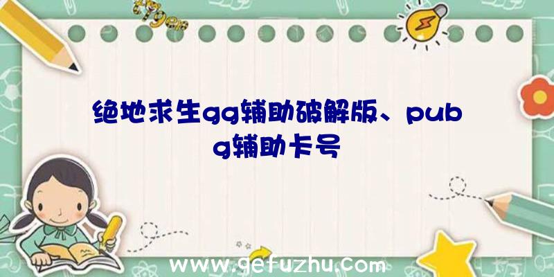 绝地求生gg辅助破解版、pubg辅助卡号