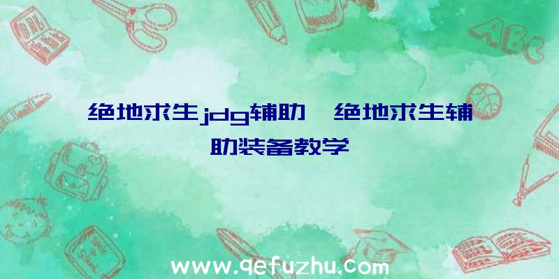 绝地求生jdg辅助、绝地求生辅助装备教学