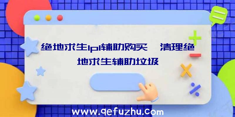 绝地求生lpl辅助购买、清理绝地求生辅助垃圾