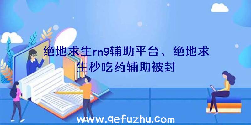 绝地求生rng辅助平台、绝地求生秒吃药辅助被封