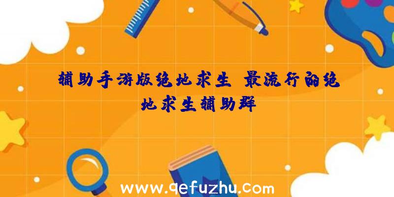 辅助手游版绝地求生、最流行的绝地求生辅助群